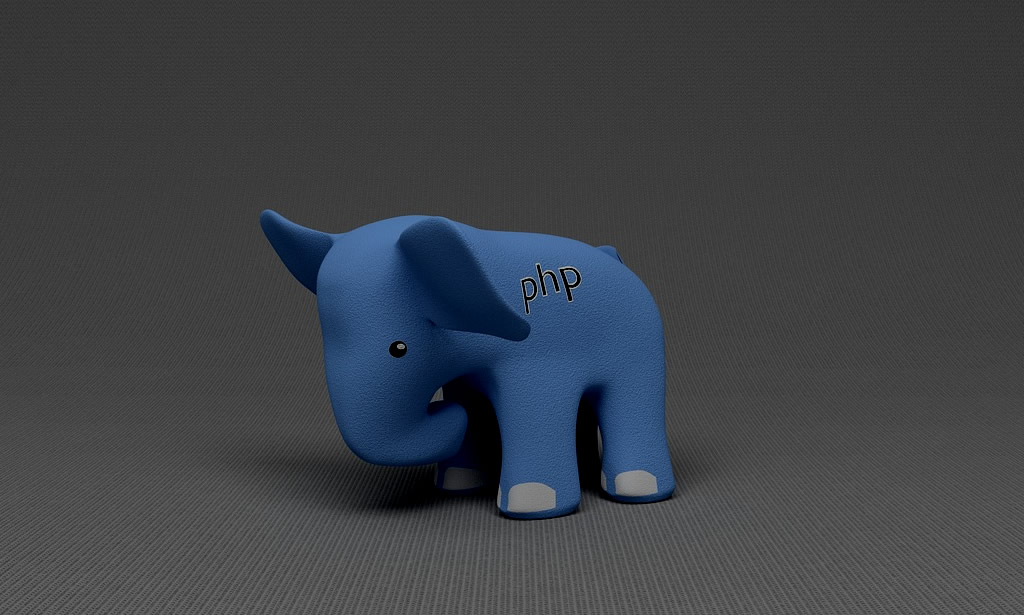 A blue elephant marked with the PHP logo